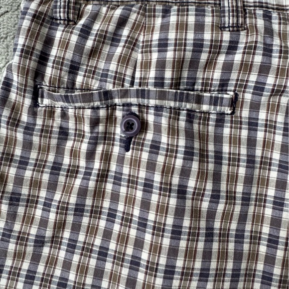 Savane Men's 3XL Grey & Tan Plaid Flat Front Shorts Preppy Classic Smart Casual - Picture 6 of 11
